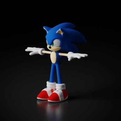 Anthropomorphic hedgehog with sneakers and gloves. t-pose