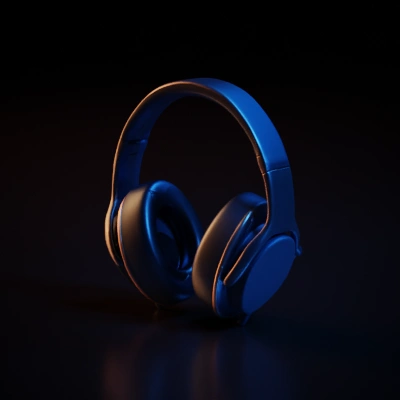 Headband and earcups should be blue
Ear cushion should be black and a cushion texture.
everything except cushion should be a little metallic