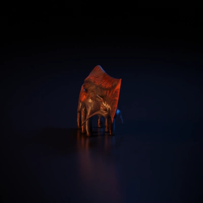 Futuristic dinosaur-like creature with unique sail feature, detailed skin textures