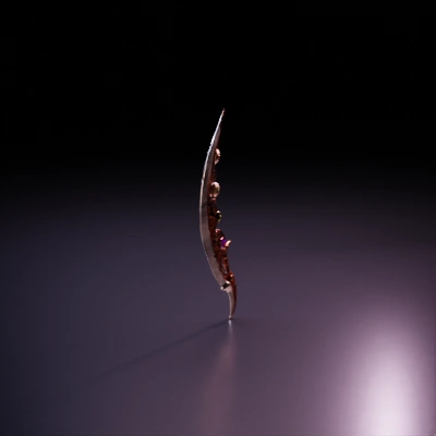 Curved dagger with embedded gemstones.