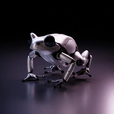 Robotic frog with mechanical limbs.