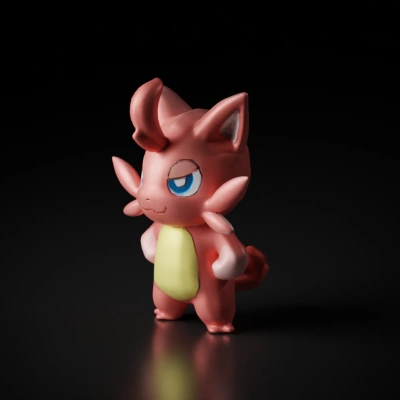 Cute cartoon monster, playful expression.