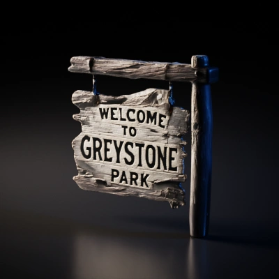 Wooden signboard with text and rustic design.
