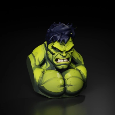 green muscular superhero.