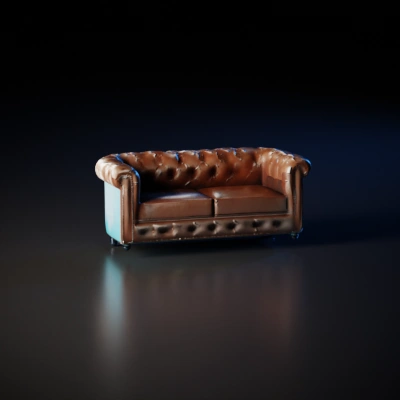 Luxury tufted leather sofa, classic design.