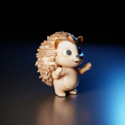 Smiling hedgehog character, friendly pose, animated style.