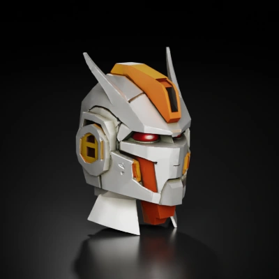robotic head with angular features.