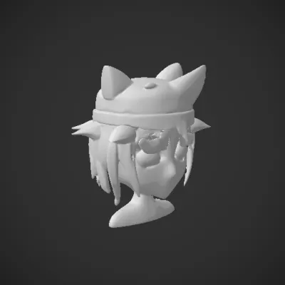 Animated character with cat ears and playful expression. smooth edges, character