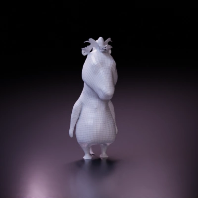 Side-view cartoon zebra character with a flower necklace. symmetric geometry, sharp edges, character