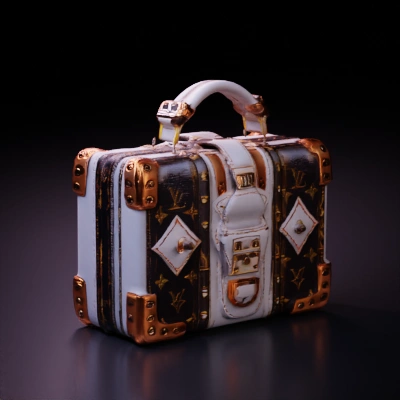Designer branded travel luggage.