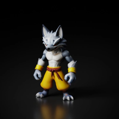 anthropomorphic wolf warrior.