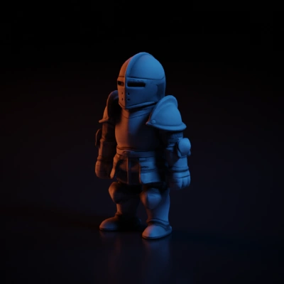 Medieval knight, full armor, chibi style.