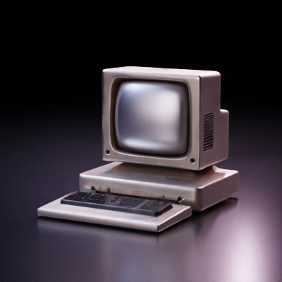 Vintage desktop computer with CRT monitor.