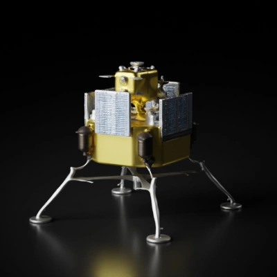 Lunar landing spacecraft, sensors, and communication equipment.
