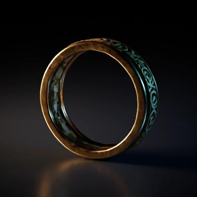 Lead ring with simple engravings.