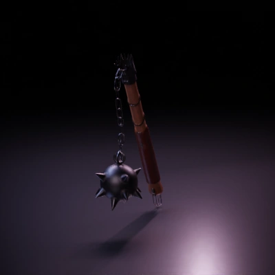 Medieval flail weapon with spiked ball.