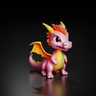 Small cartoon dragon, friendly and cute.