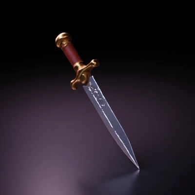 Medieval dagger, intricate hilt design, sharp blade.