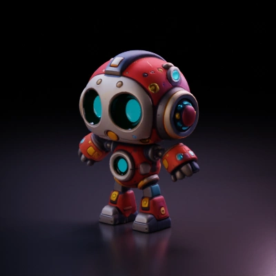 Futuristic robot character.