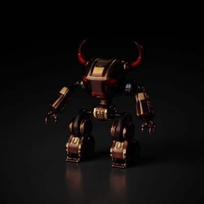 Bull-inspired mech robot with robust limbs.