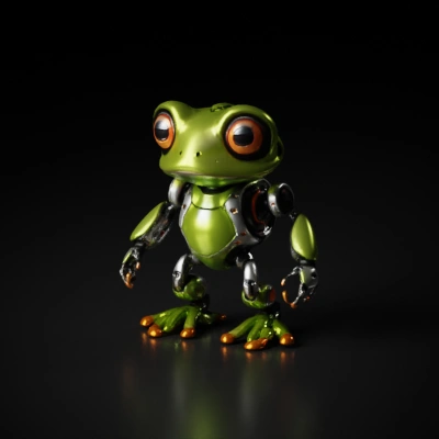Robot frog with mechanical limbs.