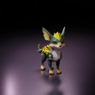 Fantasy creature with large ears and fur.