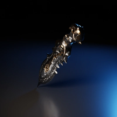 Ornate ceremonial dagger with intricate details.