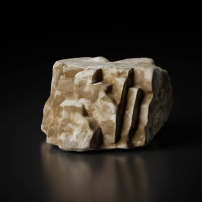 Rock with rugged surface texture.