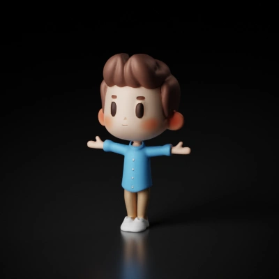 Chibi-style walking character, big head, small body.