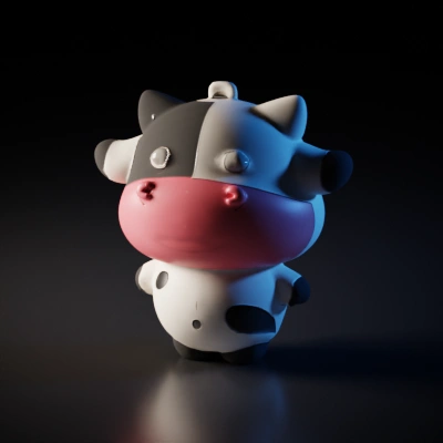 Cartoonish cow balloon character.