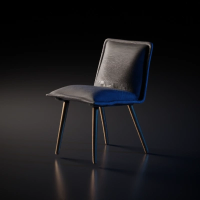 Modern upholstered chair with wooden legs.