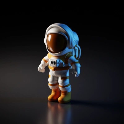 Astronaut in a space suit with helmet, detailed design.