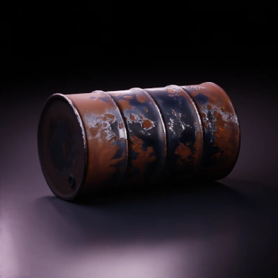 Rusty metal oil barrel.