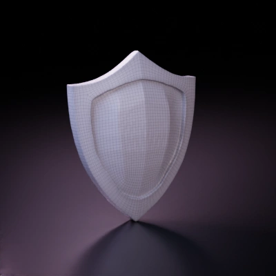 Golden shield with reflective surface, protective gear.