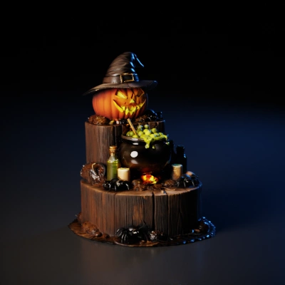 Halloween-themed decorative scene.