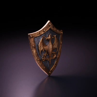 Medieval shield with a dragon emblem.