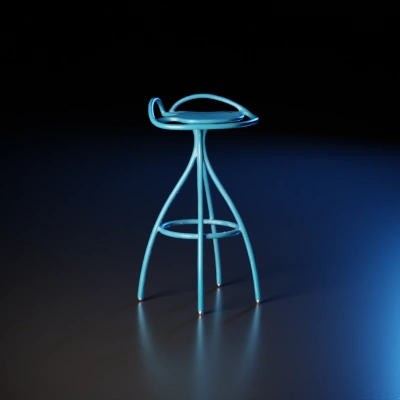Modern minimalist bar stool, curved metal frame.