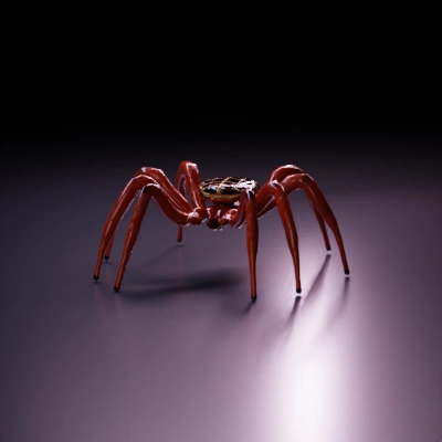 Mechanical spider with intricate details.