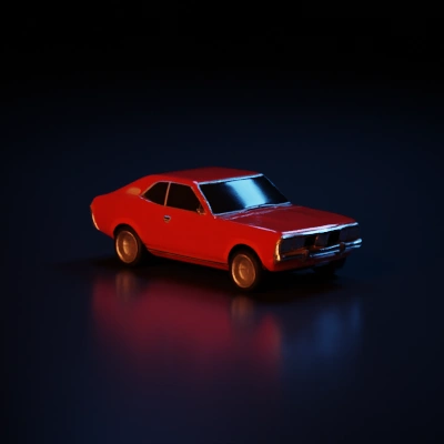 Classic car model, two-door sedan.
