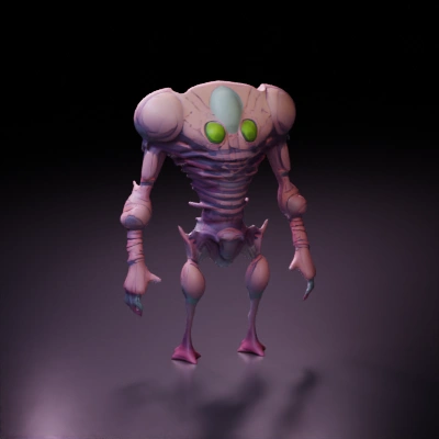 Alien-like mechanical creature with exoskeletal body.