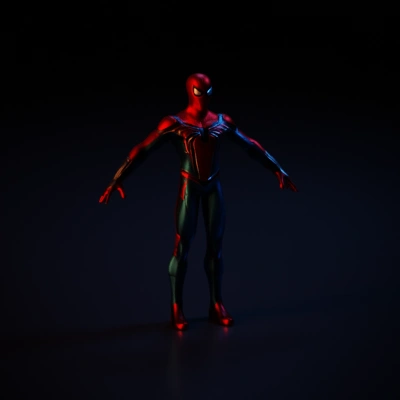 Superhero in spider-themed suit.