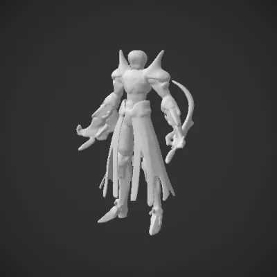 Armored character with bladed weapons. symmetric geometry,sharp edges,complex geometry,character.