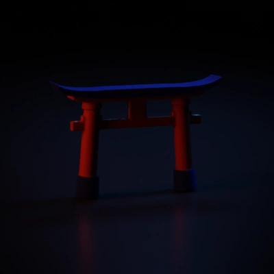 Torii gate structure, traditional Japanese style.
