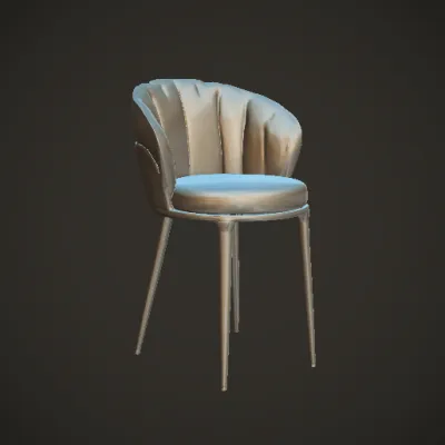 Elegant modern chair with curved lines, luxury feel. symmetric geometry, smooth edges, simple geometry.