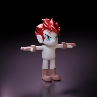 Cartoon warrior,big fist, red spiky hair. belt,material for concept