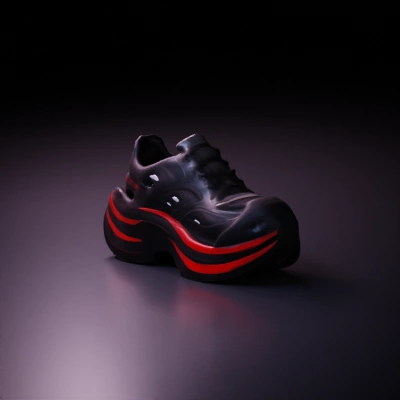 Athletic sneaker, modern design, multi-layered sole.