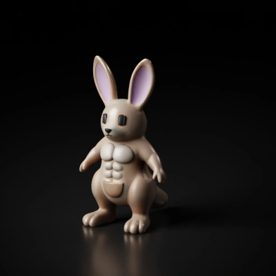 Muscular anthropomorphic rabbit.