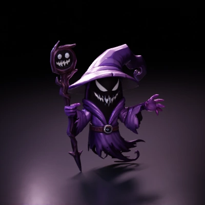 spooky hooded figure with staff.