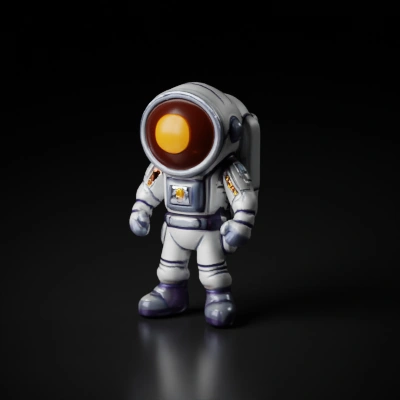 Astronaut in full space suit, cartoony style.