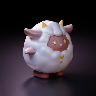 Sheep-like creature, adorable and fluffy.